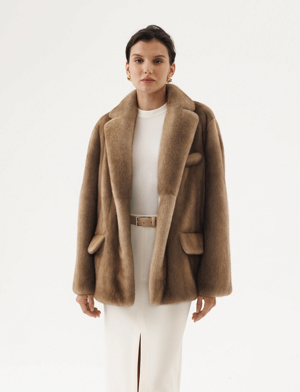 Жакет из норки в пастельном оттенке