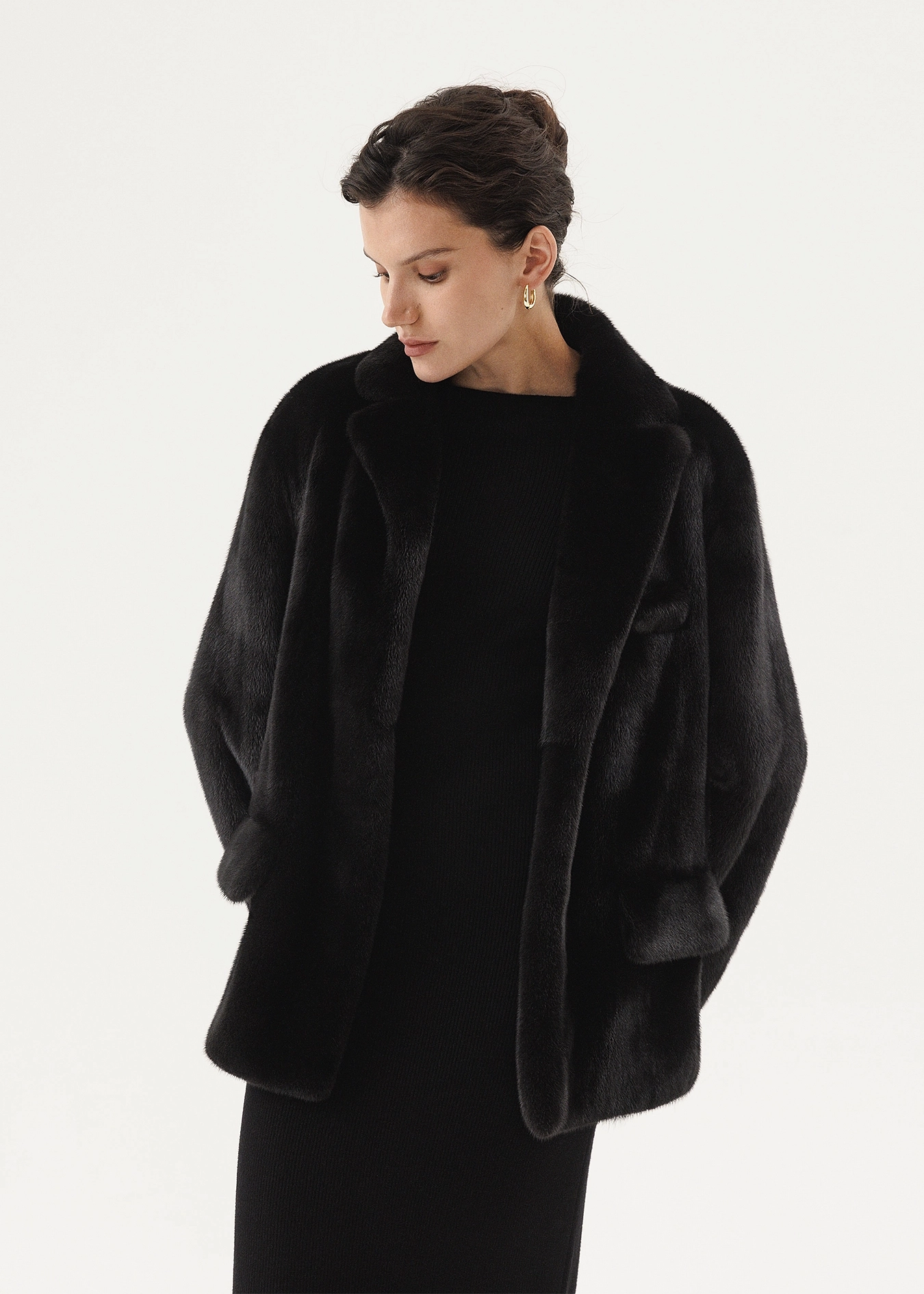 Норковый жакет с английским отложным воротником